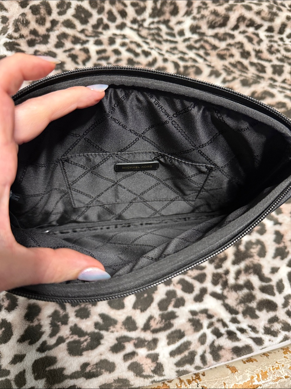 Michael Kors Brown Monogram Toiletry Pouch with Gold Logo - Picture 2 of 4